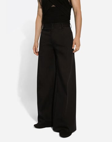 Dolce & Gabbana Wide-leg stretch cotton pants Black GVKXHTFUFKO