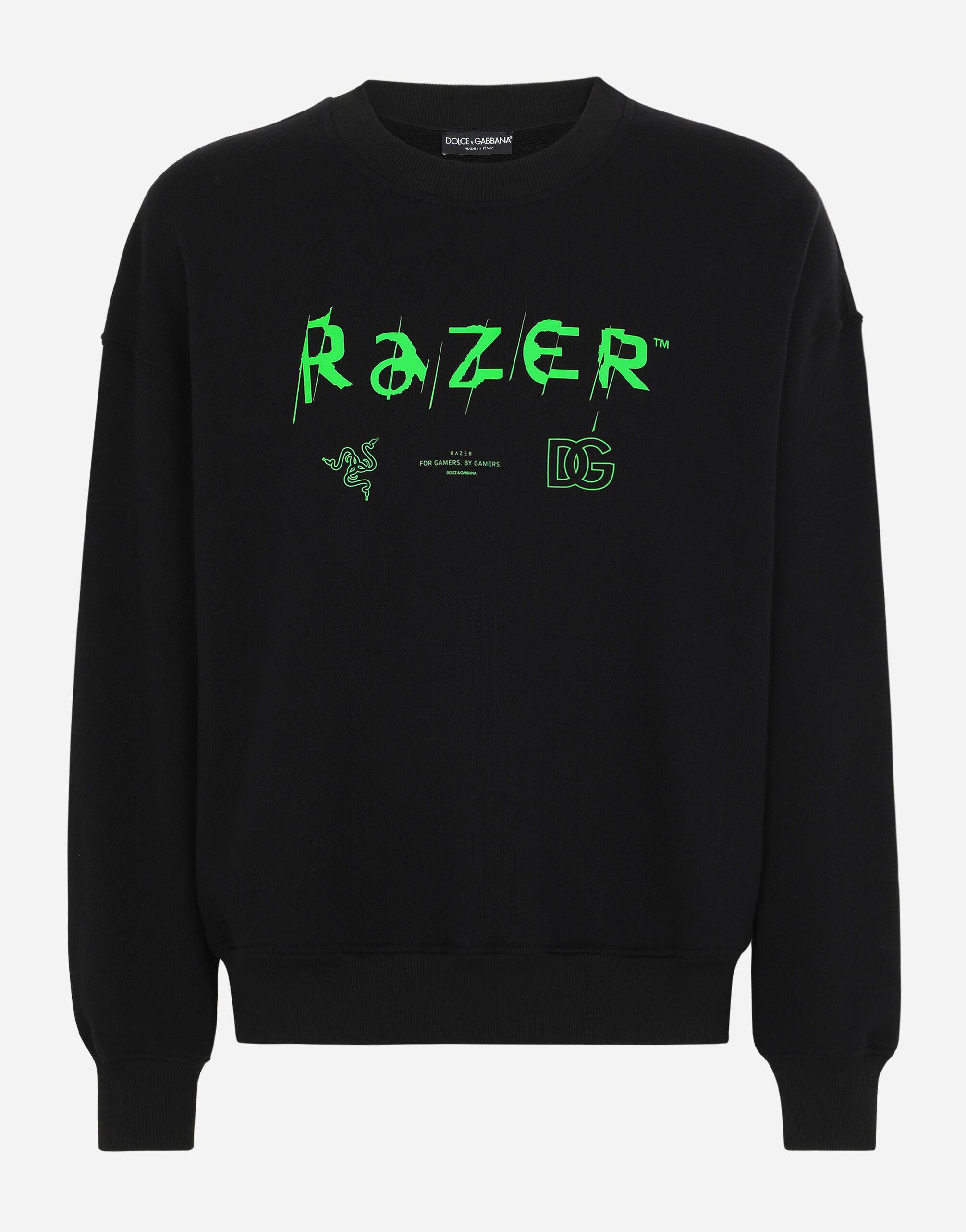 Cotton round neck sweatshirt RAZER in Black for Men Dolce Gabbana