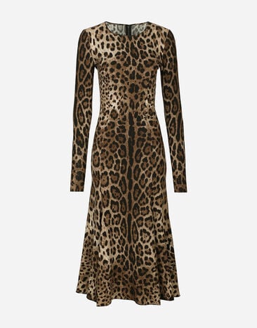 Dolce & Gabbana 레오파드 프린트 미드카프 캐디 드레스 베이지 BB6711AV893