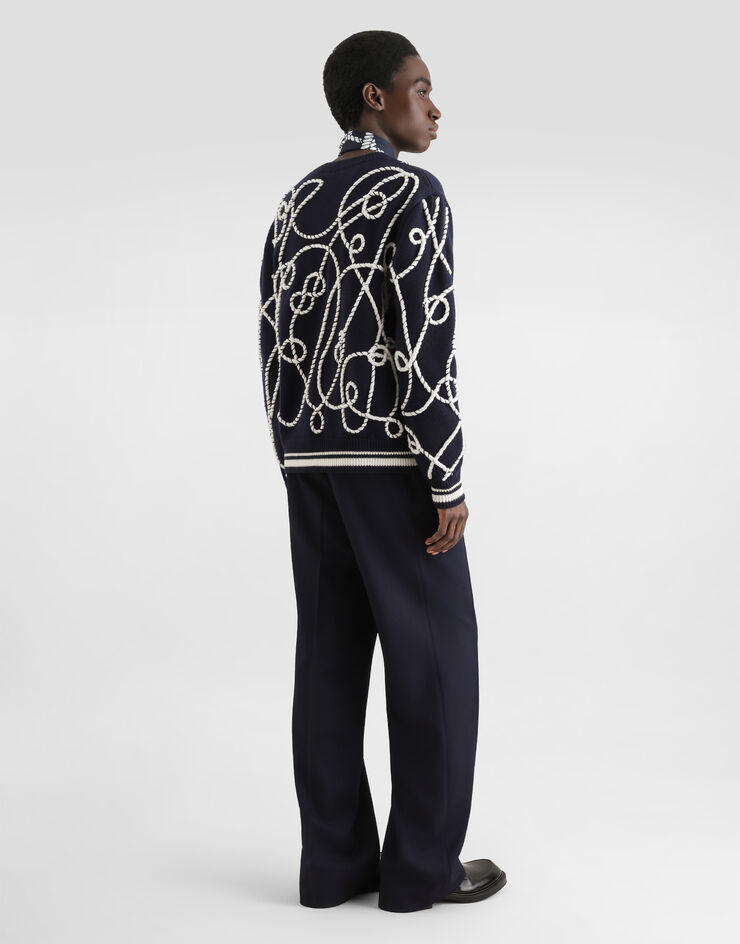Dolce & Gabbana Virgin wool pullover with embroidery Multicolor GXXCCZJDVIT