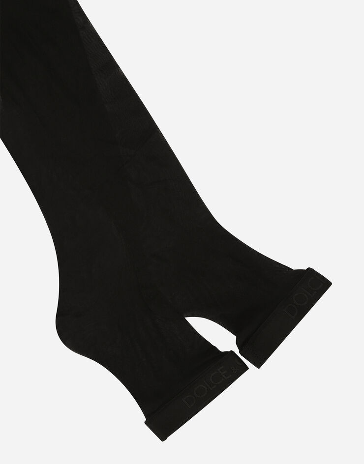 Dolce & Gabbana 徽标弹力饰带高筒袜 黑 O4A52TONM85