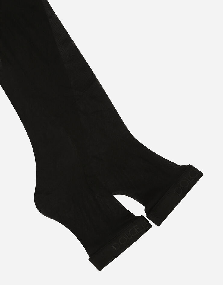 Dolce & Gabbana Calze autoreggenti con elastico logato Black O4A52TONM85
