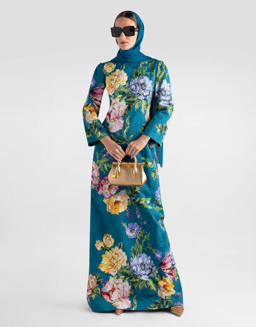 Dolce & Gabbana Peony and rose-print brocade long dress Multicolor I6KZBWFSFO1
