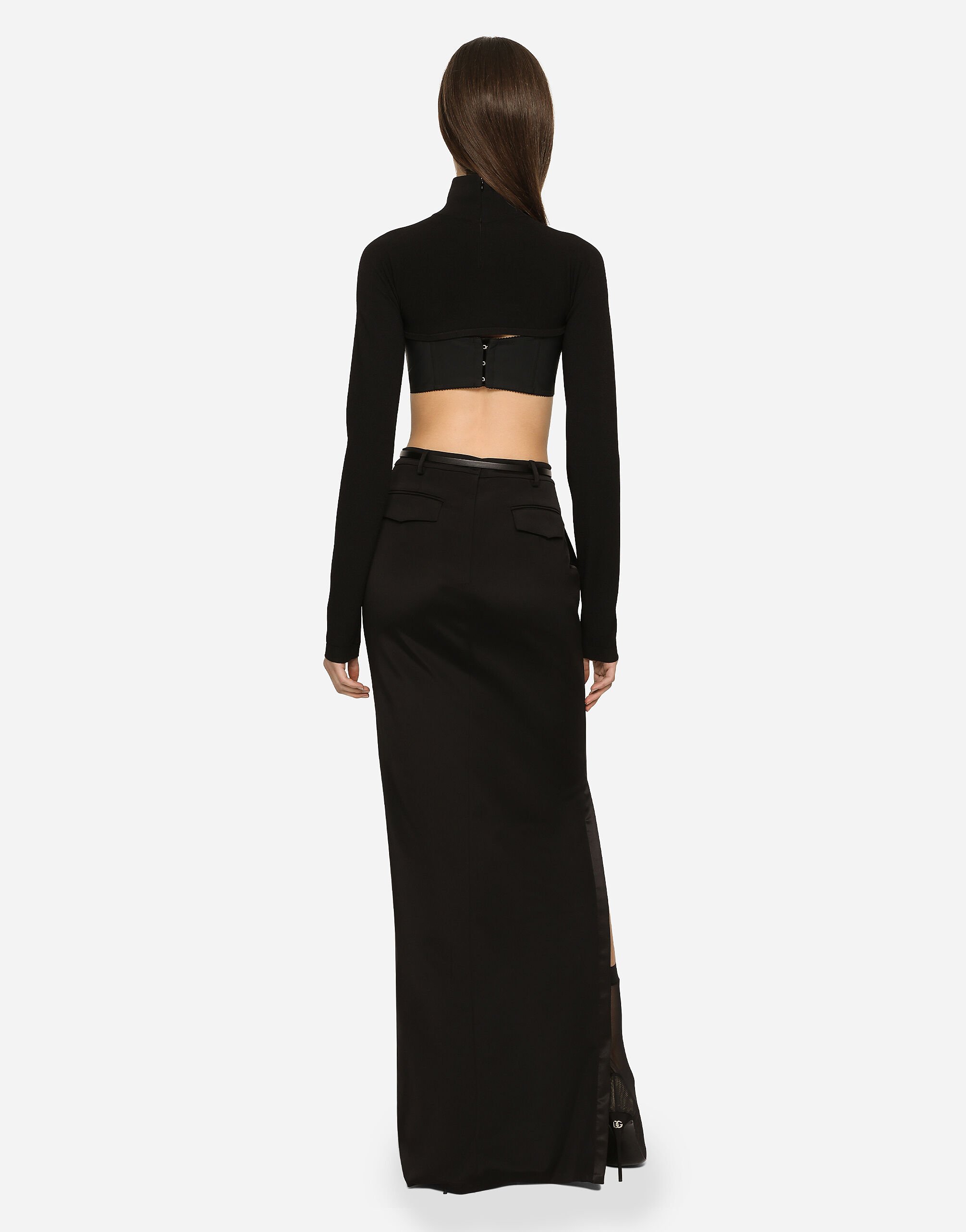 KIM DOLCE&GABBANA Long cady skirt with side zippers and slit