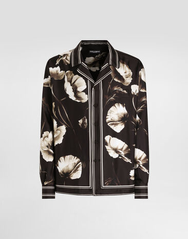 Dolce & Gabbana Poppy-print silk twill vanity shirt Print G5IF1THI1Z2