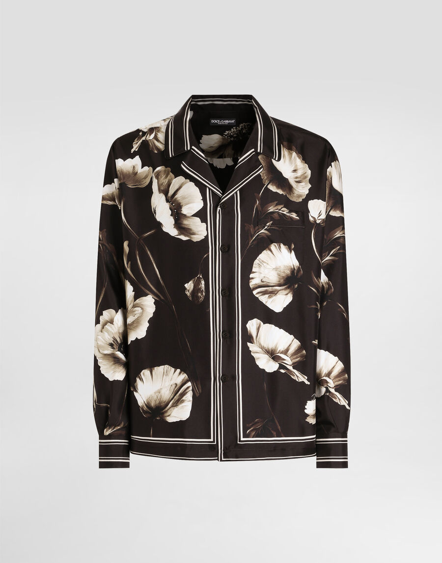 Poppy-print silk twill vanity shirt