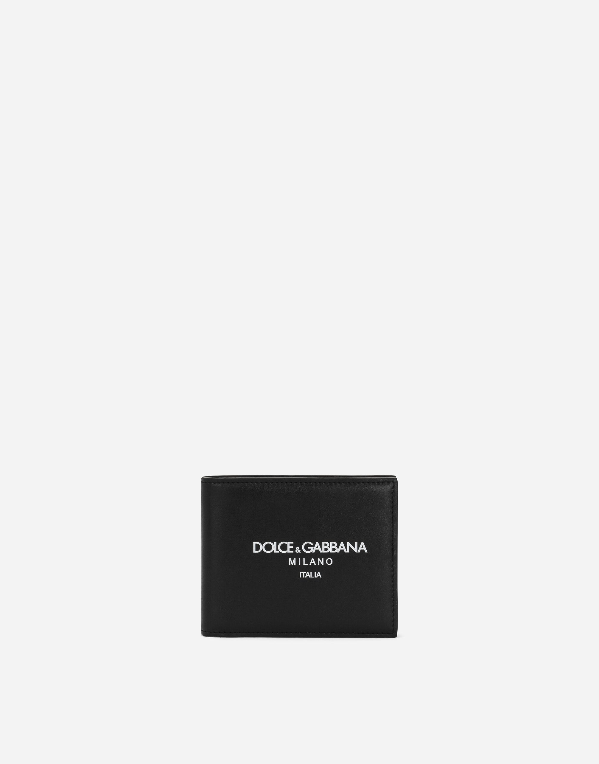 Dolce & Gabbana Portafoglio bifold in pelle di vitello con logo Blu GH590AGF421