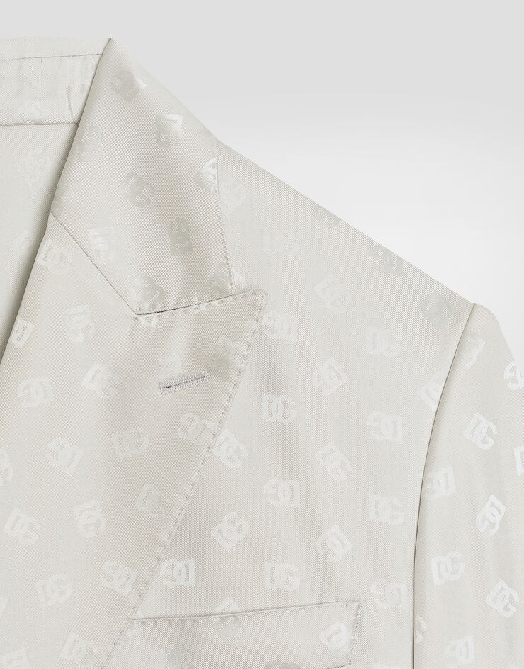 Dolce & Gabbana Sicilia light double-breasted silk jacquard jacket Grey G2VD4TFJ1JY