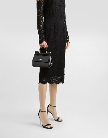 Dolce & Gabbana Small Sicily handbag in polished calfskin Black BB6003A1037