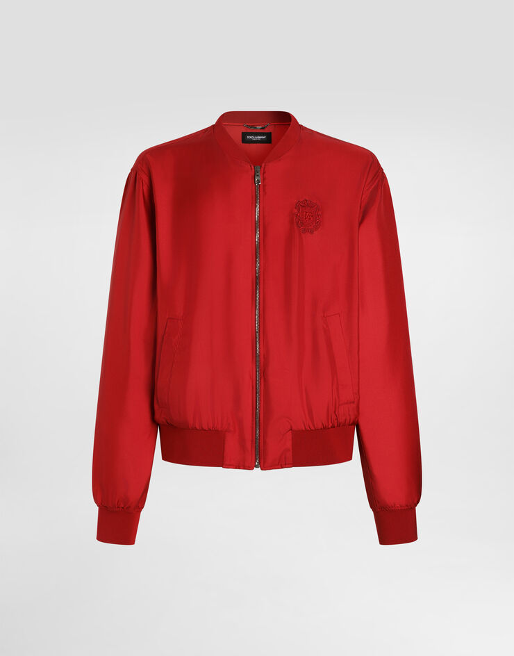 Dolce & Gabbana シルク ツイル ボンバー ジャケット レッド G9BLMZFU1XB