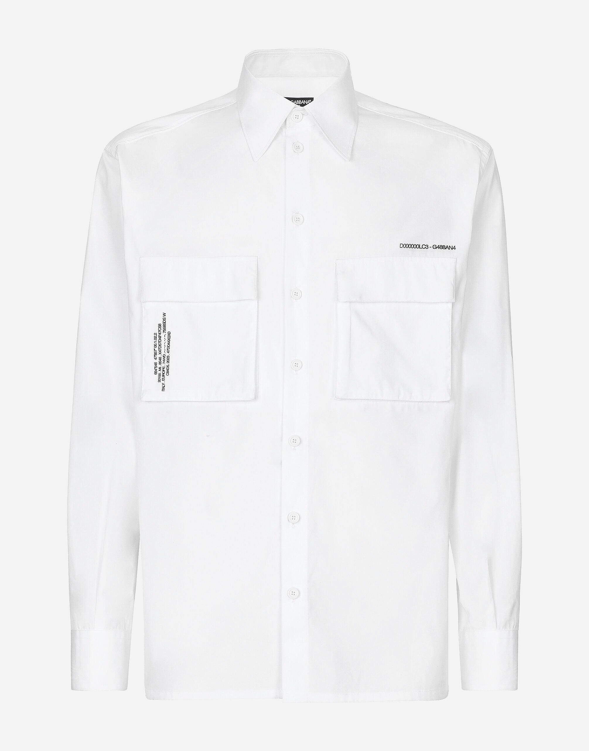 Dolce & Gabbana Camisa en popelina de algodón con estampado del logotipo Negro G5LQ3TGH460