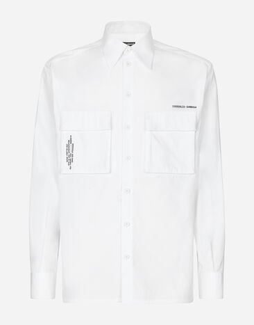 Dolce & Gabbana Cotton poplin shirt with logo print White G5IF1THI1QC