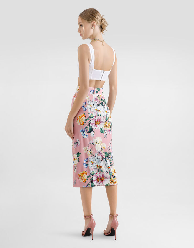 Dolce & Gabbana Floral-print charmeuse calf-length skirt Print F4CS8TFSA7G