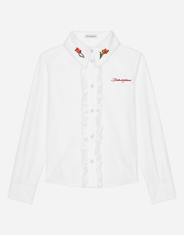 Dolce & Gabbana Poplin shirt with tulip detail and Dolce&Gabbana logo Print L56S24HS5SU