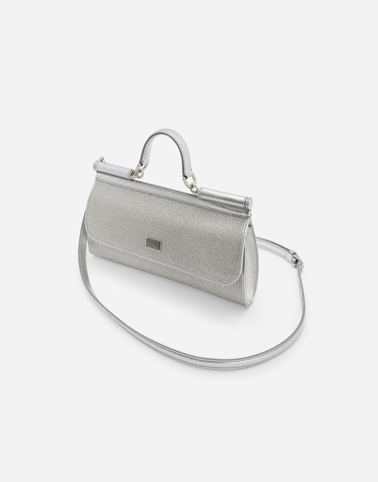 Dolce & Gabbana  Bolso Sicily de raso y strass termoadhesivos Plateado BB7465AN241