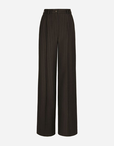 Dolce & Gabbana Pantalón palazzo de lana con rayas diplomáticas Multicolor FTCP1TFR2ZT