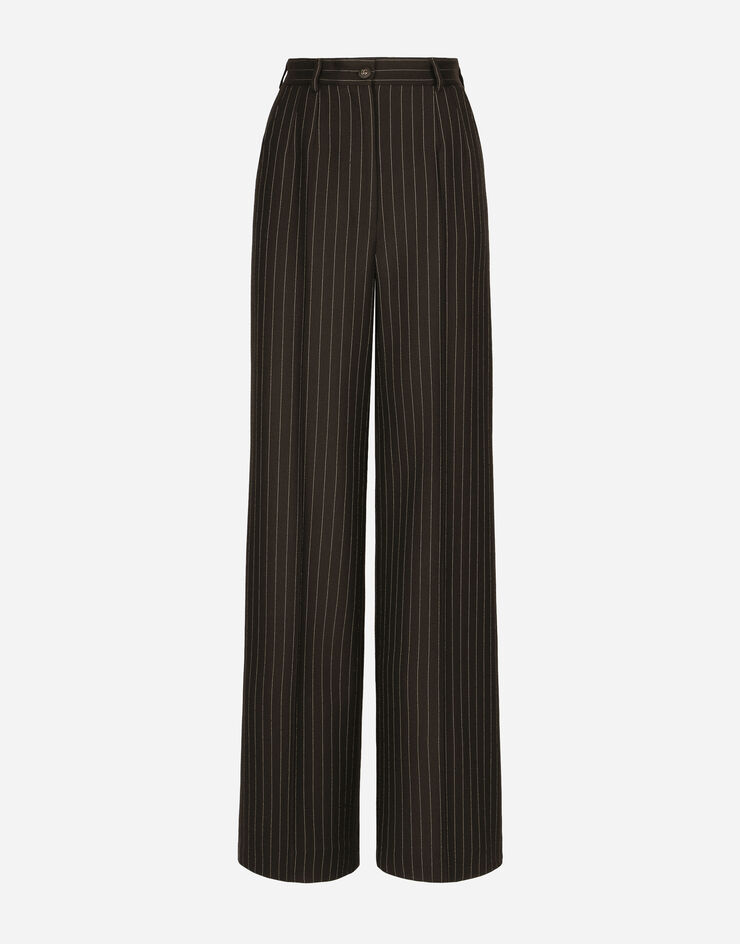Dolce & Gabbana Pantalón palazzo de lana con rayas diplomáticas Multicolor FTCP1TFR2ZT