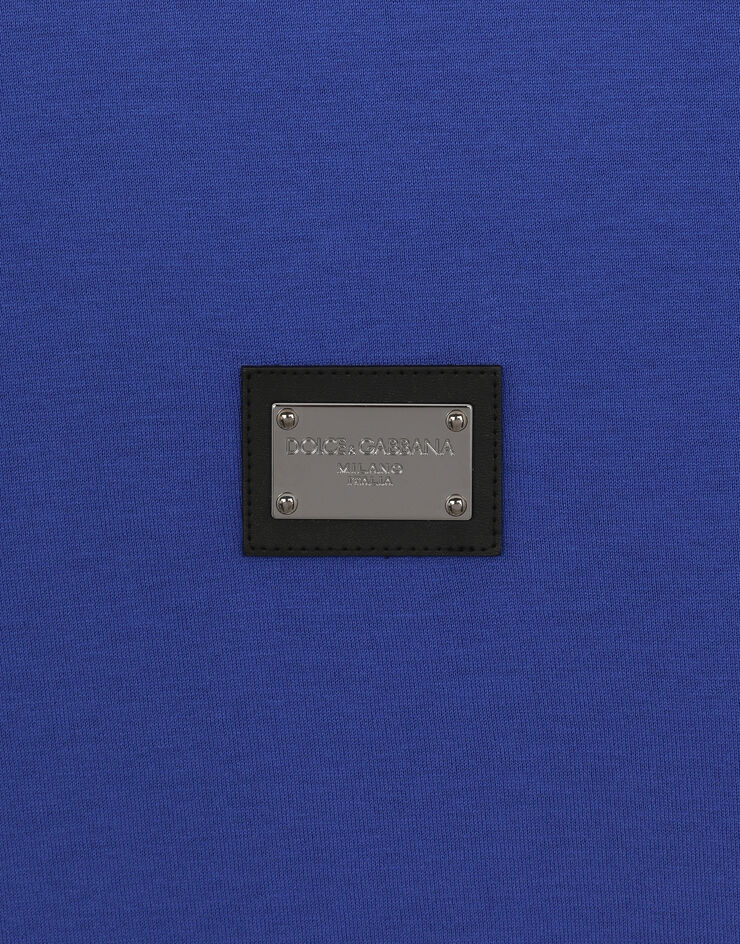 Dolce & Gabbana Camiseta de algodón con placa con logotipo Bleu G8PT1TG7F2I