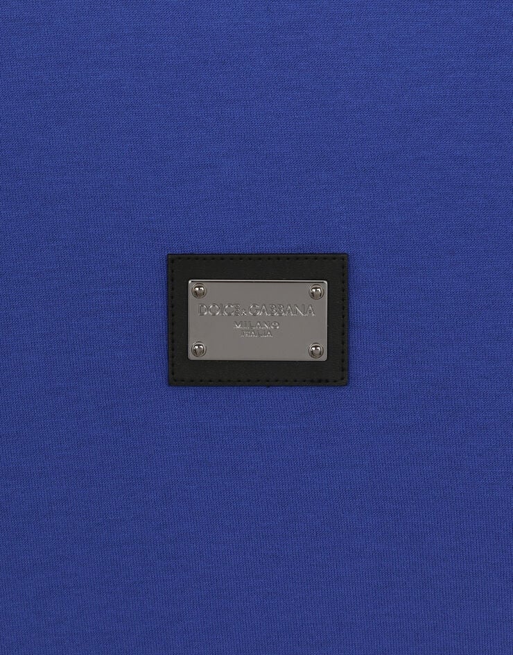 Dolce & Gabbana T-shirt en coton avec plaquette à logo Bleu G8PT1TG7F2I