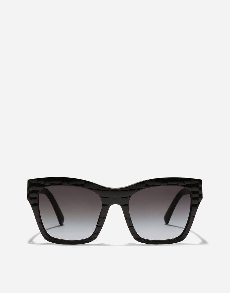 Dolce & Gabbana DG Crossed Sunglasses Black texture cocco VG4512VP88G