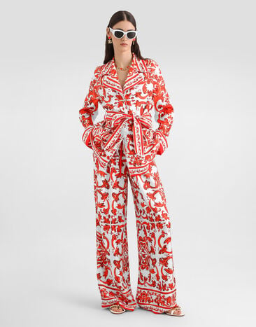 Dolce & Gabbana Majolica-print silk trousers Multicolor FTDBNTGDDRE
