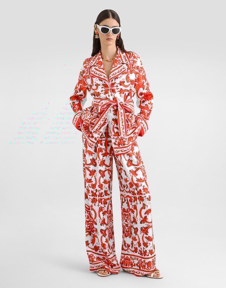 Dolce & Gabbana Majolica-print silk trousers Multicolor FTDBNTGDDRE