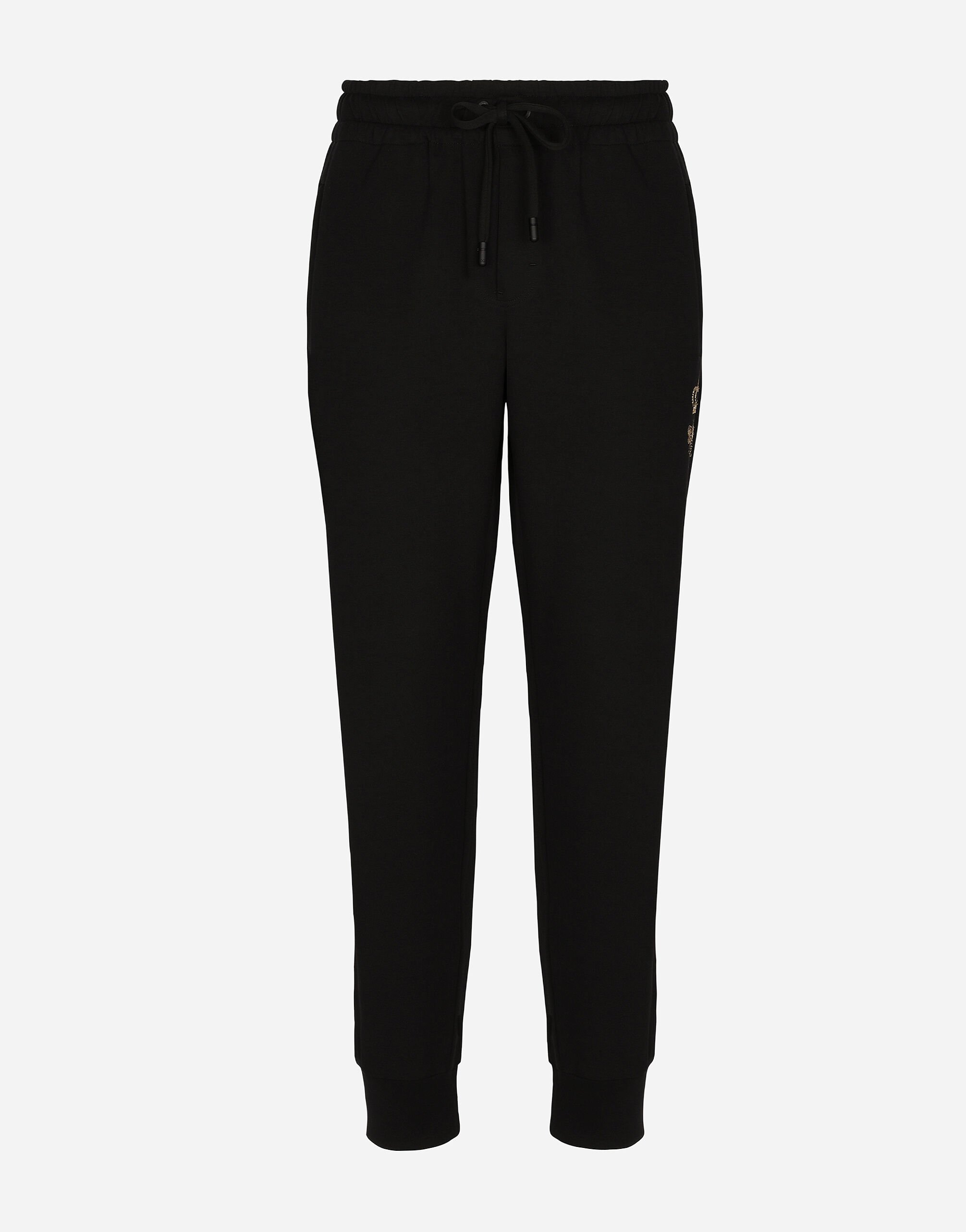 Dolce & Gabbana Jersey jogging pants with embroidery Black G5JG4TFU5U8
