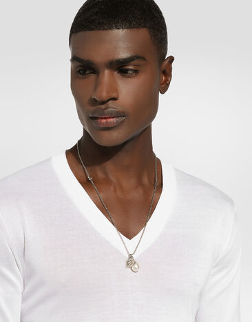 Dolce & Gabbana Collar con lágrima y logotipo DG Plateado WNQ3S3W1111
