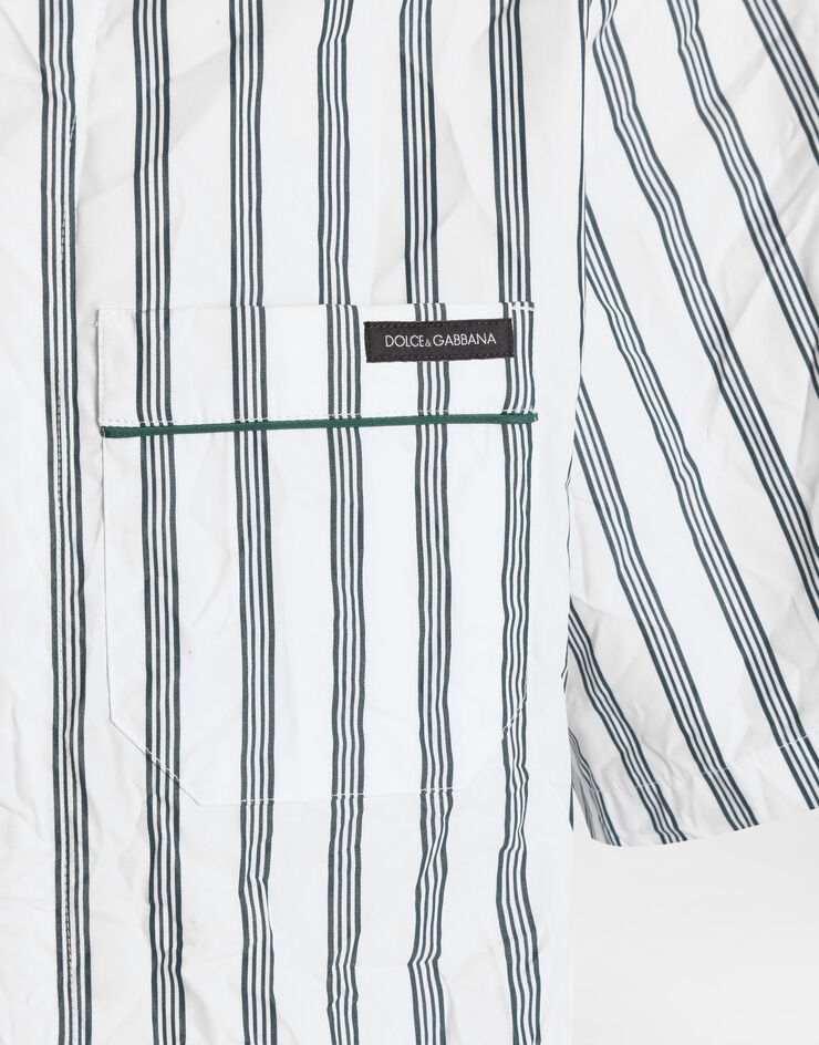 Dolce & Gabbana Crinkled striped poplin hawaii shirt Multicolor G5KS3TFRMD9