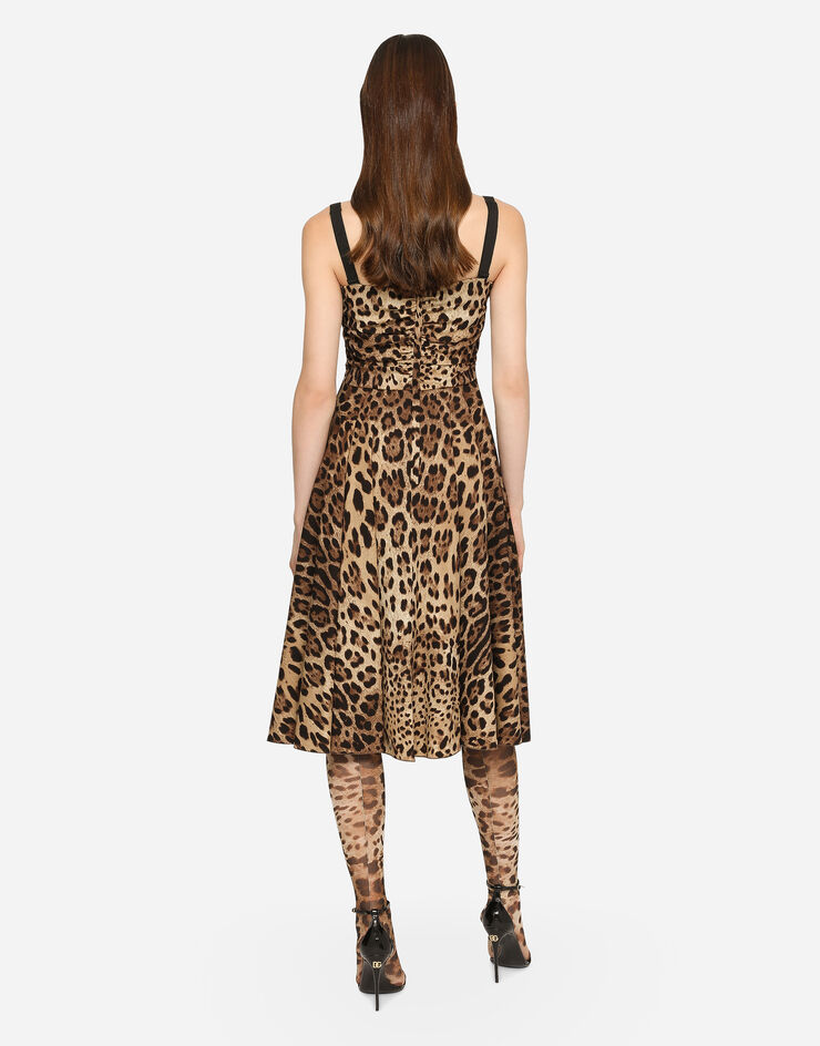 Dolce&Gabbana Vestido cruzado de cady con estampado de leopardo Estampado Animalier F6R2QTFSADD