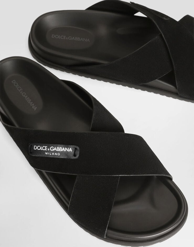 Dolce & Gabbana صندل من جلد شامواه Black A80534A9R00