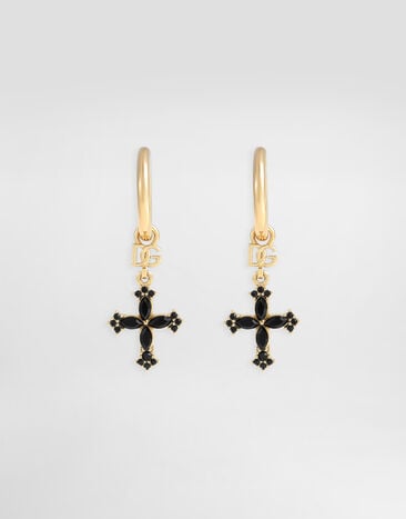 Dolce & Gabbana Hoop earrings with crosses and rhinestones Gold WEQ4S1W1111