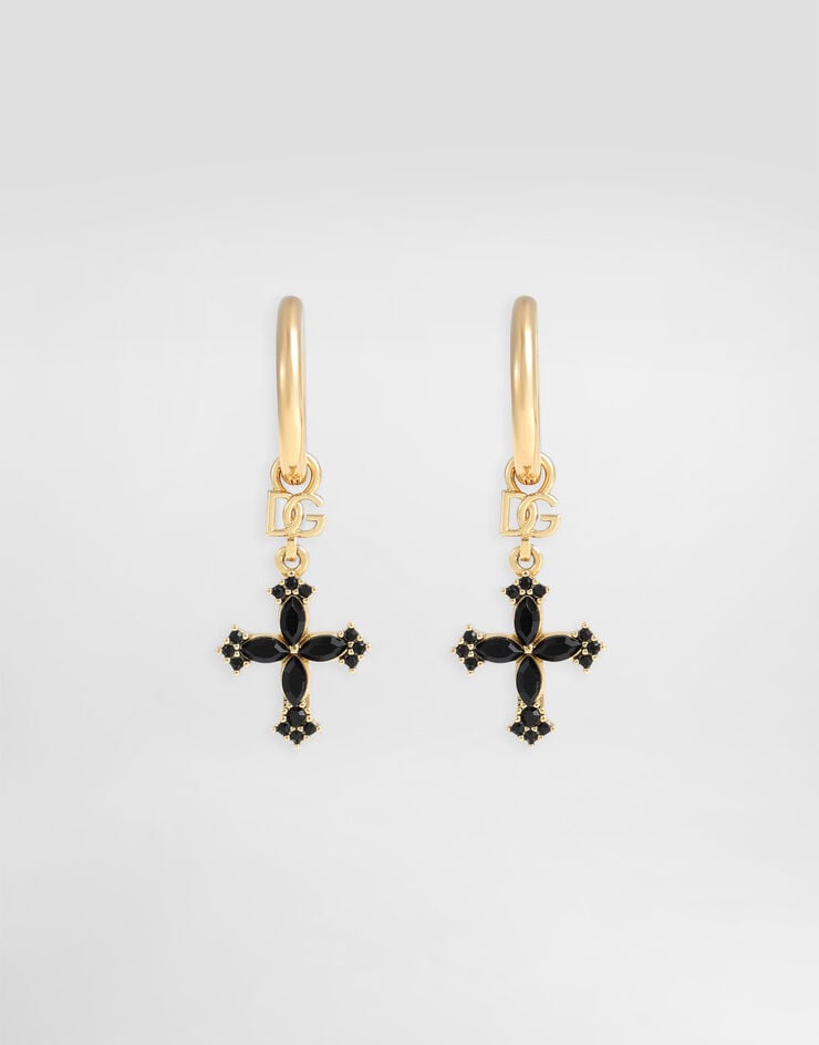 Dolce & Gabbana Hoop earrings with crosses and rhinestones Gold WEQ4S1W1111