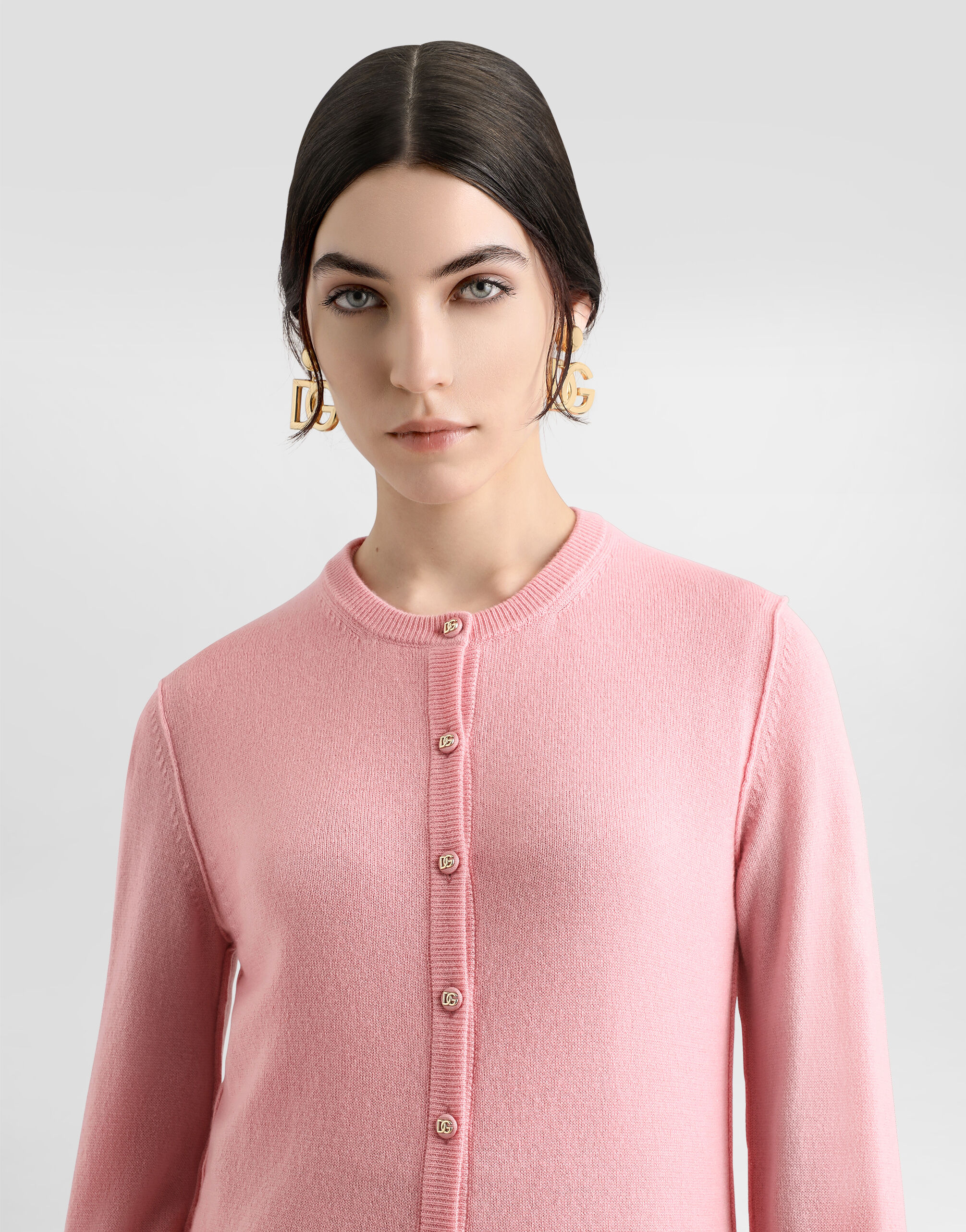 Cashmere cardigan with inside-out seams in Pink for Women