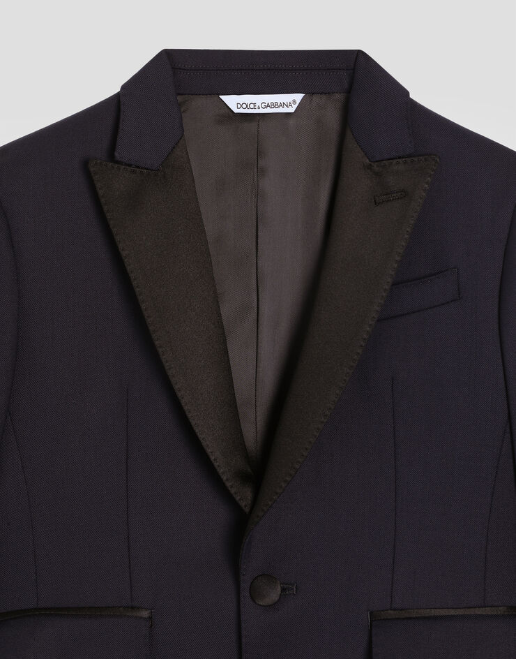 Dolce & Gabbana Single-breasted jacket in bi-stretch twill Blue L41J89G7PQI