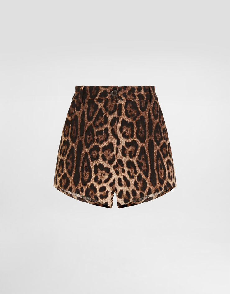 Dolce & Gabbana Leopard-print double crêpe shorts Print FTDCJTFS2A3