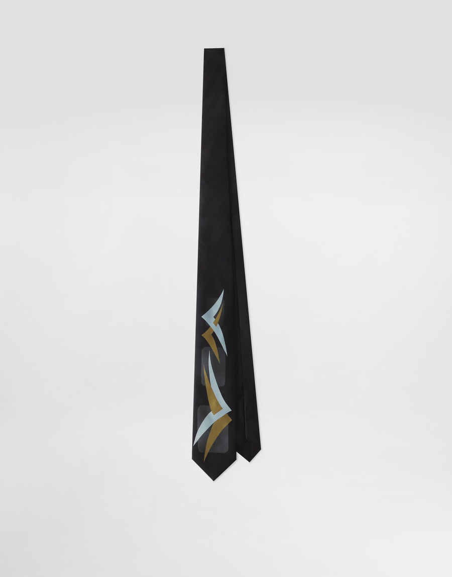 Vintage-print twill tie