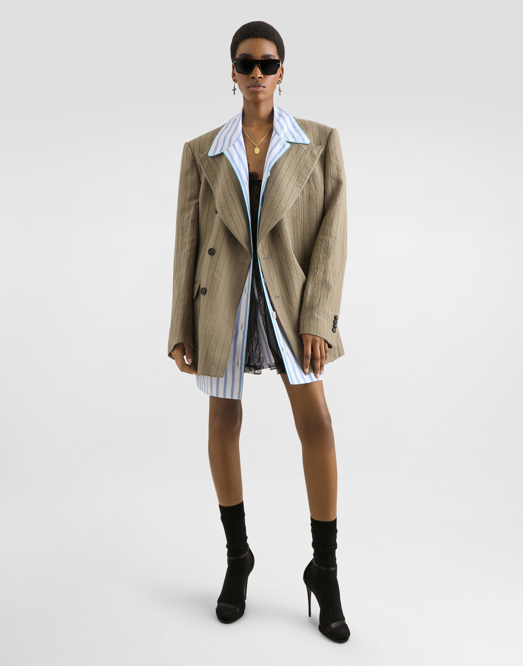 Striped poplin shorts - thumbnail 2
