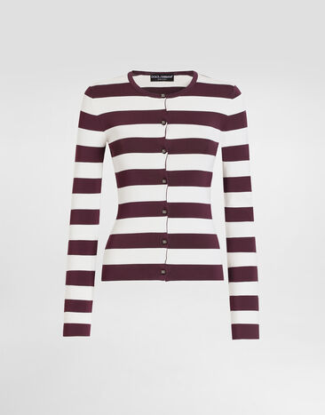 Dolce & Gabbana Striped crew-neck viscose cardigan Multicolor FXV71TJAIQ8