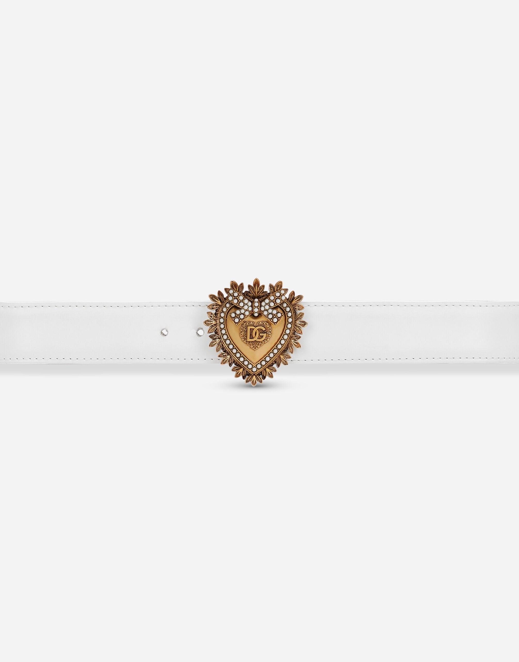 Leather Devotion belt in White for Women | Dolce&Gabbana® US