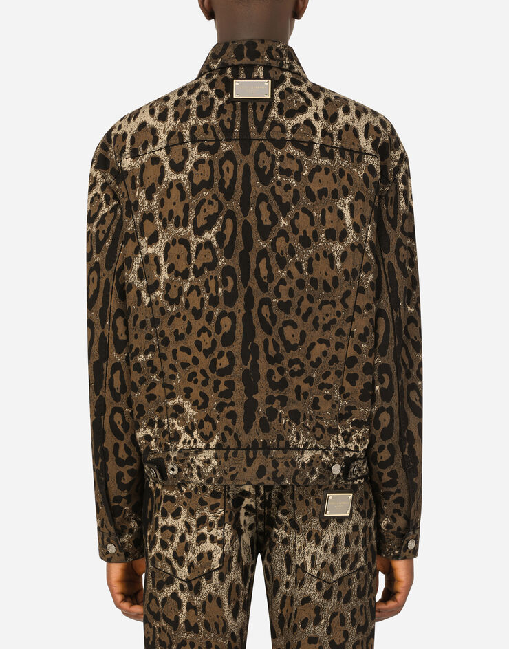 Leopard-print denim jacket in Multicolor for