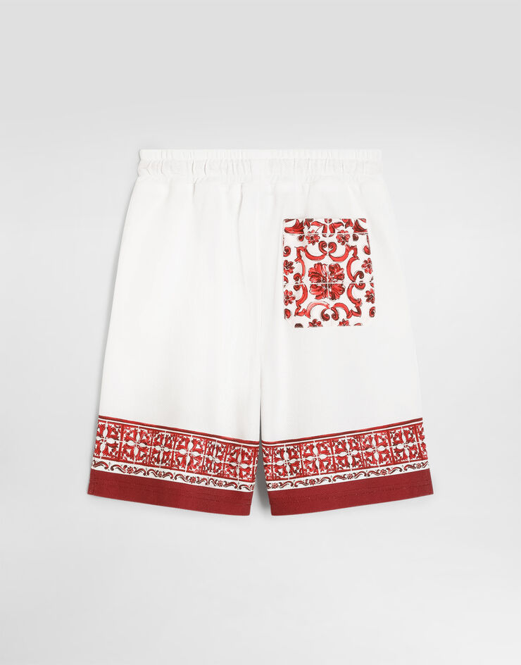 Dolce & Gabbana шорты-бермуды из двойного пике с принтом «майолика» Multicolor L4JQV3II7KW