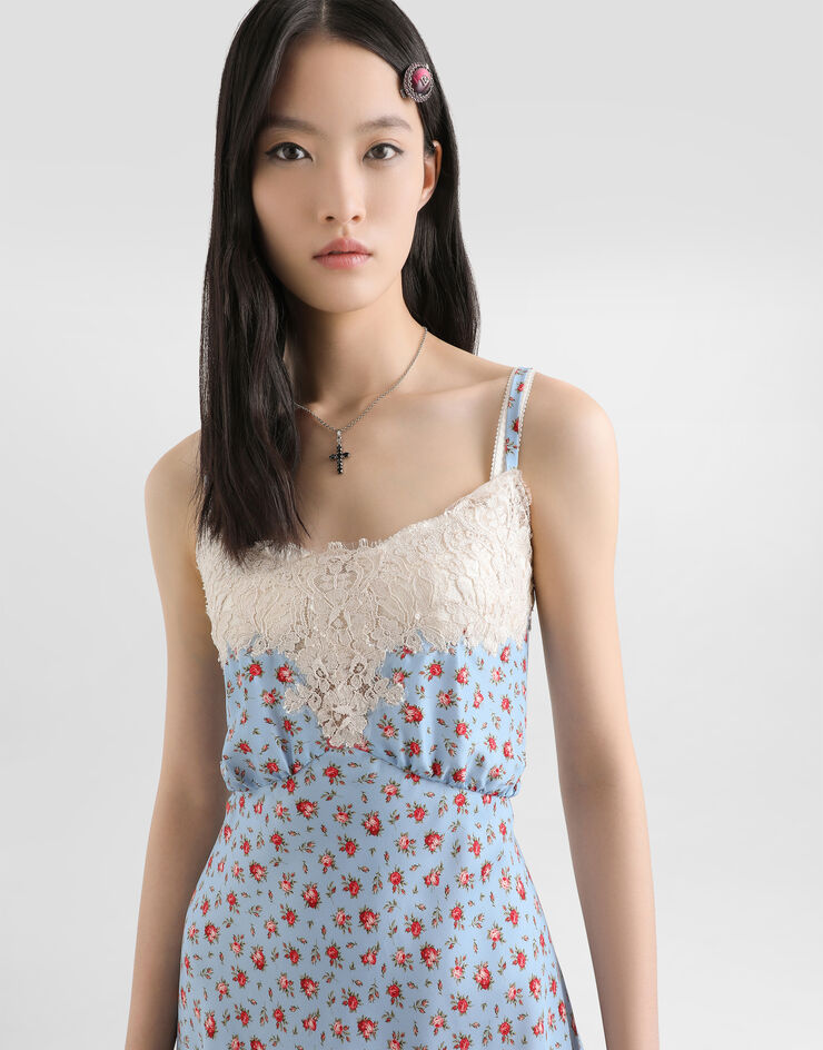 Dolce & Gabbana Small rose-print habotai dress Multicolor F60F7TIS10J