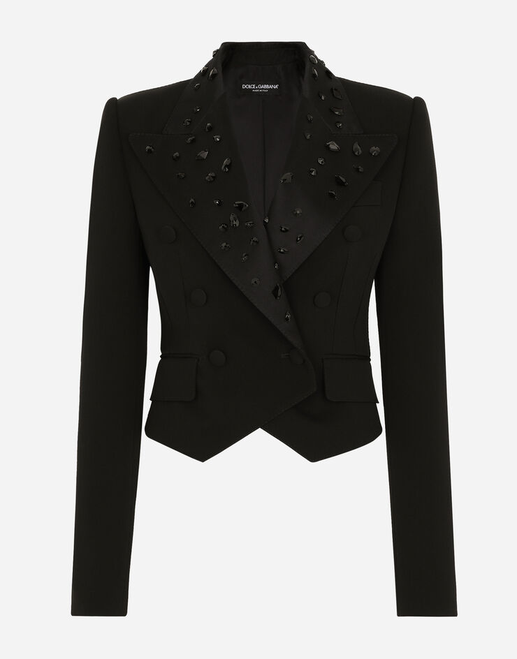 Dolce & Gabbana Cropped wool jacket with rhinestone details Multicolor F29XVZGDB5F