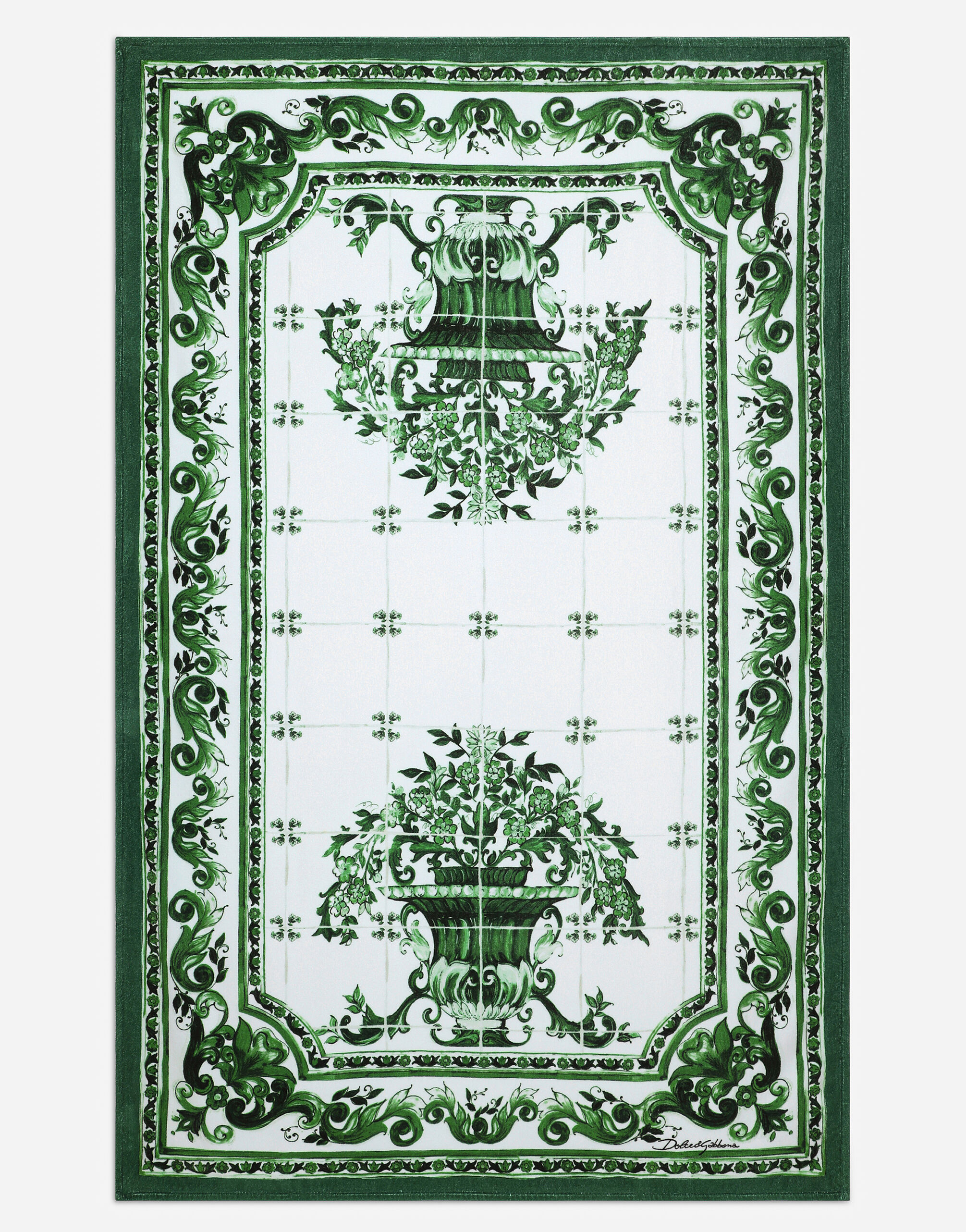 Majolica print cotton beach towel 115x185 in Print for Men Dolce Gabbana US