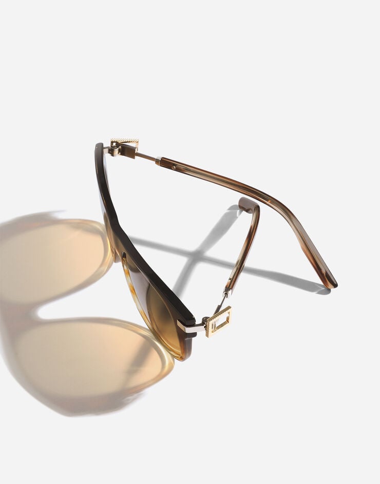 Dolce & Gabbana Metal Plaque Sunglasses Gradient striped brown VG4546VP618