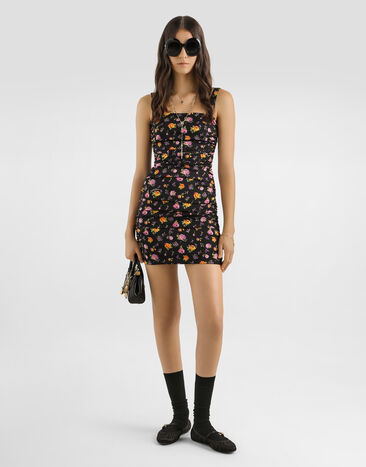 Dolce & Gabbana Small rose bouquets-print draped charmeuse dress Multicolor F60IITFSA8D