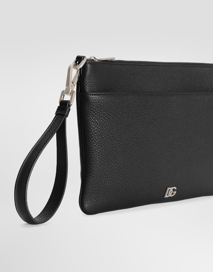 Dolce & Gabbana Calfskin toiletry bag with logo Dolce & Gabbana Calfskin toiletry bag with logo Black BP3294A0370
