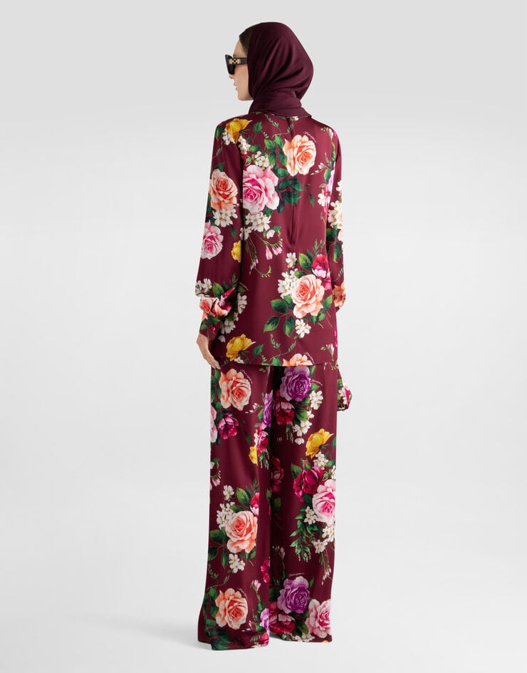 Dolce & Gabbana Rose-print charmeuse trousers Black I3K10WFSA77