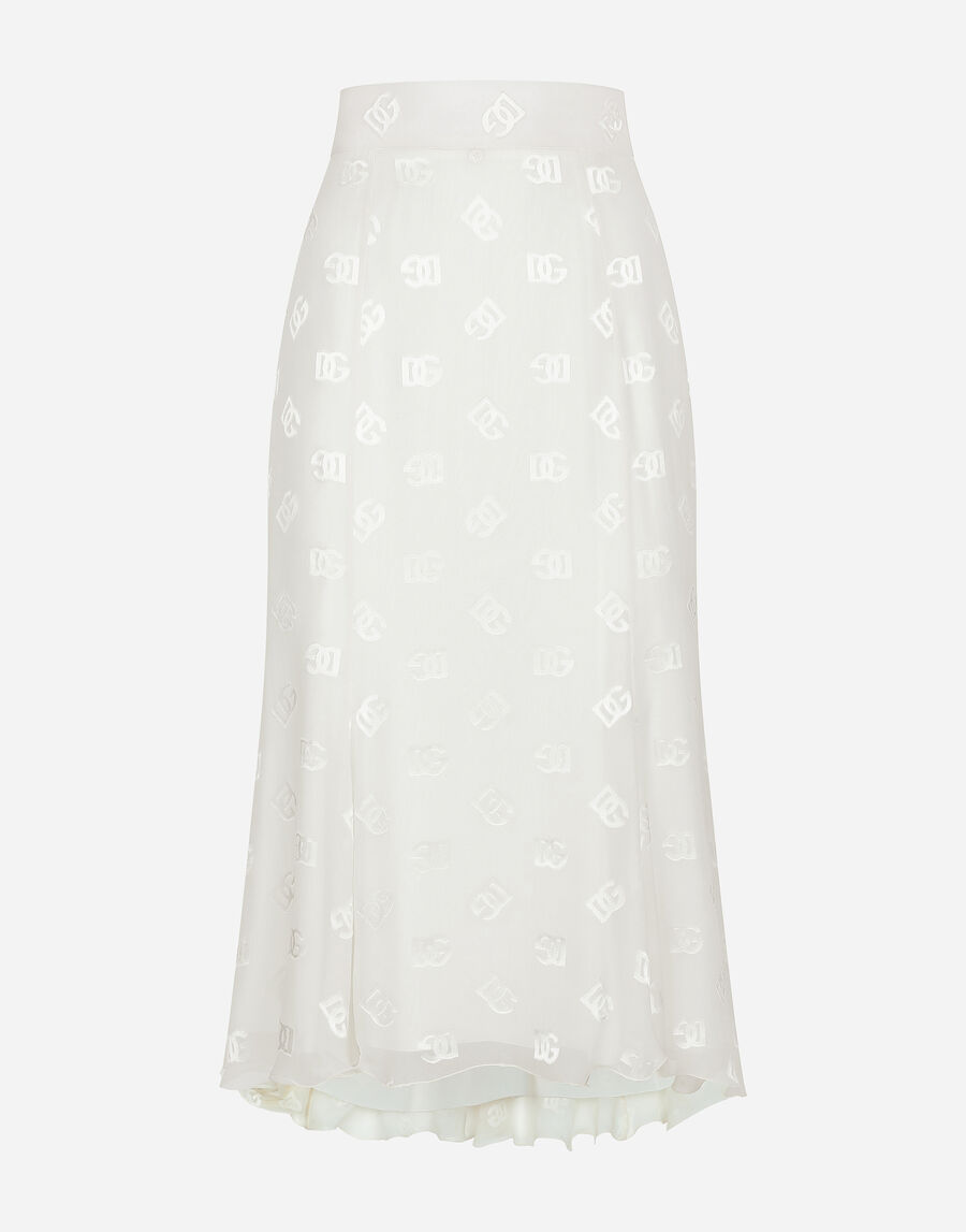 Dévoré satin godet skirt with DG logo